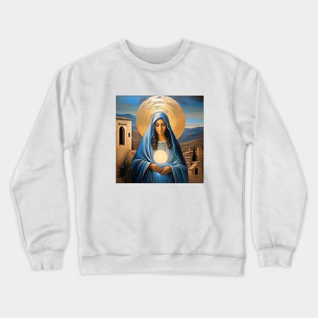 Holy Mary carrying the Light Crewneck Sweatshirt by bogfl